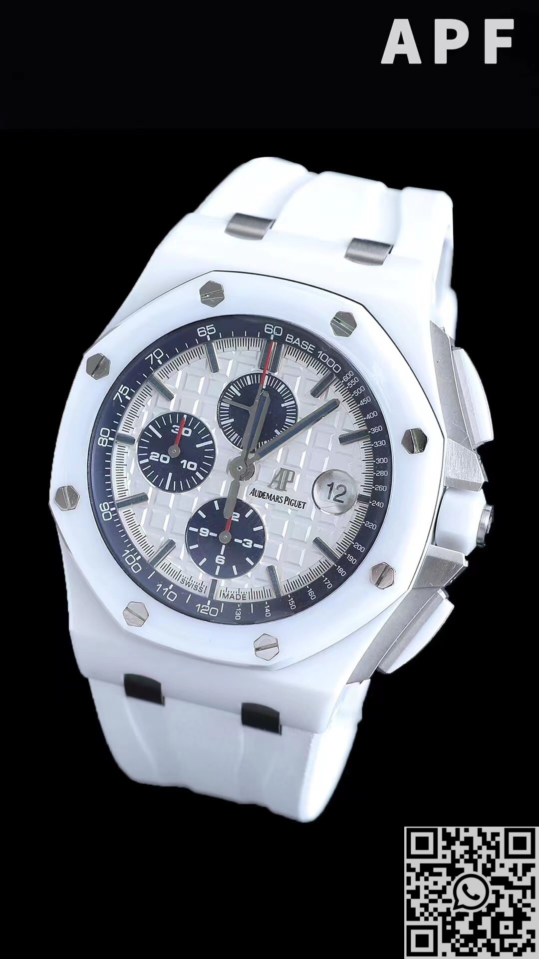 APF Factory Fake AP Royal Oak Offshore 26402CB.OO.A010CA.01 White Panda Plate Watches