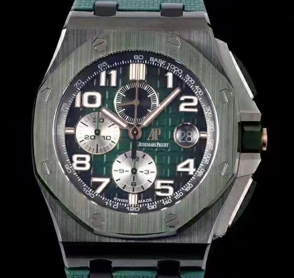 APF Factory Replica AP Royal Oak Offshore 26405CE.OO.A056CA.01 Smoked Green Panda Plate Watches