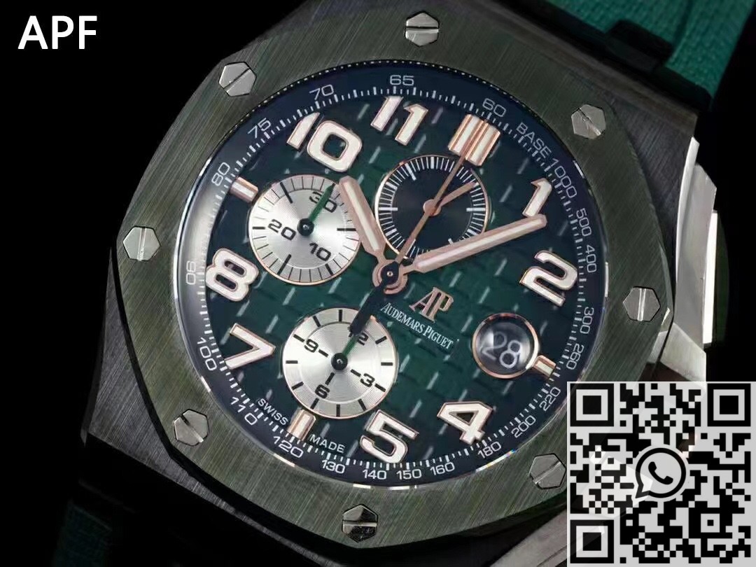 APF Factory Replica AP Royal Oak Offshore 26405CE.OO.A056CA.01 Smoked Green Panda Plate Watches