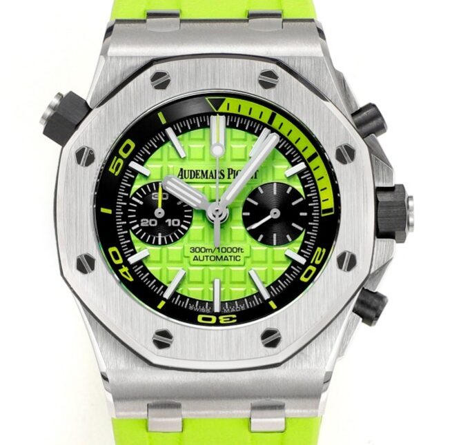 MS Factory Fake AP Royal Oak Offshore 26703ST.OO.A038CA.01 Yellow-green Panda Plate Watches