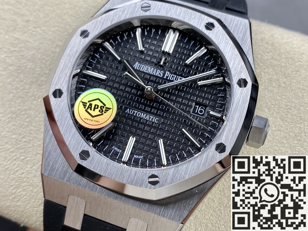 APS Factory Replica Audemars Piguet Royal Oak 15400 Black Dial Rubber Strap