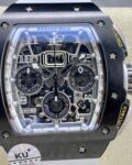 KU Factory Fake Richard Mille RM011-03 Black Ceramic Bezel White Rubber Strap