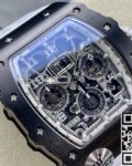 KU Factory Fake Richard Mille RM011-03 Black Ceramic Bezel White Rubber Strap