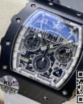 KU Factory Fake Richard Mille RM011-03 Black Ceramic Bezel White Rubber Strap