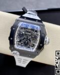 KU Factory Fake Richard Mille RM011-03 Black Ceramic Bezel White Rubber Strap