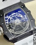 KU Factory Fake Richard Mille RM011-03 Black Ceramic Bezel White Rubber Strap