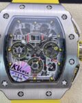 KV Factory Replica Richard Mille RM011-03 Titanium Shell Yellow Rubber Strap