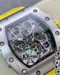 KV Factory Replica Richard Mille RM011-03 Titanium Shell Yellow Rubber Strap