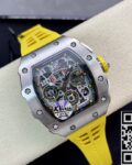 KV Factory Replica Richard Mille RM011-03 Titanium Shell Yellow Rubber Strap