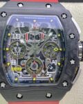 KV Factory Replica Richard Mille RM011-03 Carbon Fiber Case With Red Rubber Strap