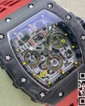 KV Factory Replica Richard Mille RM011-03 Carbon Fiber Case With Red Rubber Strap