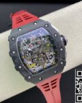 KV Factory Replica Richard Mille RM011-03 Carbon Fiber Case With Red Rubber Strap