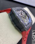 KV Factory Replica Richard Mille RM011-03 Carbon Fiber Case With Red Rubber Strap