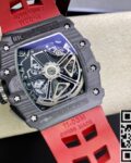 KV Factory Replica Richard Mille RM011-03 Carbon Fiber Case With Red Rubber Strap