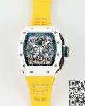 KV Factory Replica Richard Mille RM11 White Ceramic Yellow Rubber Strap