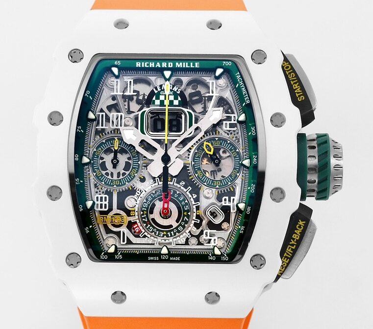 KV Factory Replica Richard Mille RM11 White Ceramic Orange Rubber Strap