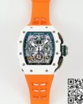 KV Factory Replica Richard Mille RM11 White Ceramic Orange Rubber Strap