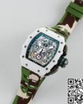 KV Factory Fake Richard Mille RM11 White Ceramic Camouflage Rubber Strap