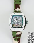 KV Factory Fake Richard Mille RM11 White Ceramic Camouflage Rubber Strap