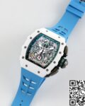 KV Factory Fake Richard Mille RM11 White Ceramic Blue Rubber Strap