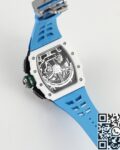 KV Factory Fake Richard Mille RM11 White Ceramic Blue Rubber Strap