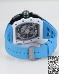 KV Factory Fake Richard Mille RM11 White Ceramic Blue Rubber Strap