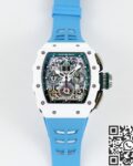 KV Factory Fake Richard Mille RM11 White Ceramic Blue Rubber Strap