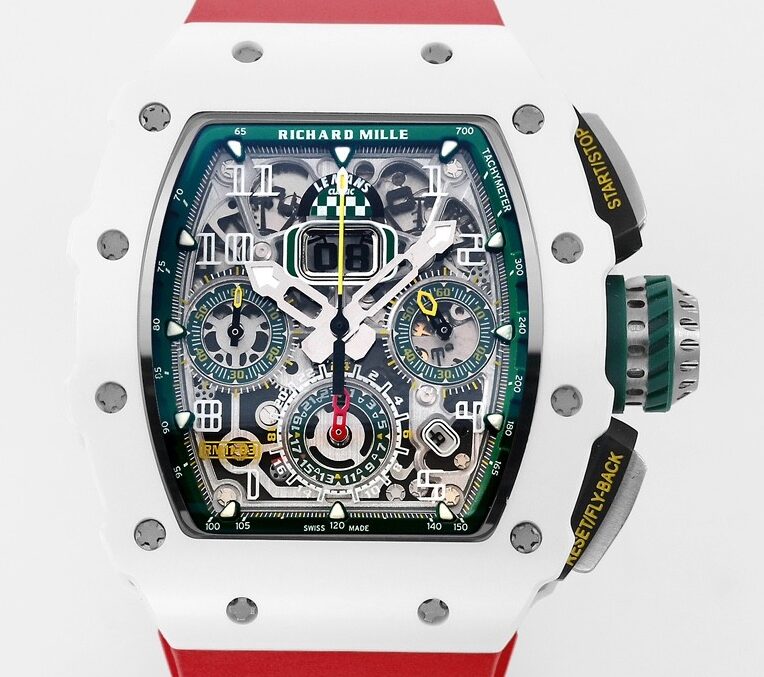 KV Factory Fake Richard Mille RM11 White Ceramic Red Rubber Strap Watch