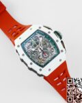 KV Factory Fake Richard Mille RM11 White Ceramic Red Rubber Strap Watch