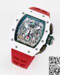 KV Factory Fake Richard Mille RM11 White Ceramic Red Rubber Strap Watch