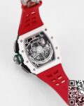 KV Factory Fake Richard Mille RM11 White Ceramic Red Rubber Strap Watch