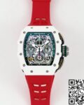 KV Factory Fake Richard Mille RM11 White Ceramic Red Rubber Strap Watch