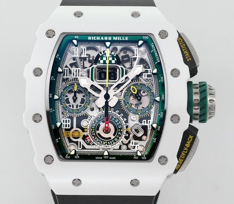 KV Factory Replica Richard Mille RM11 White Ceramic Black Rubber Strap