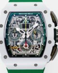 KV Factory Replica Richard Mille RM11 White Ceramic Green Rubber Strap