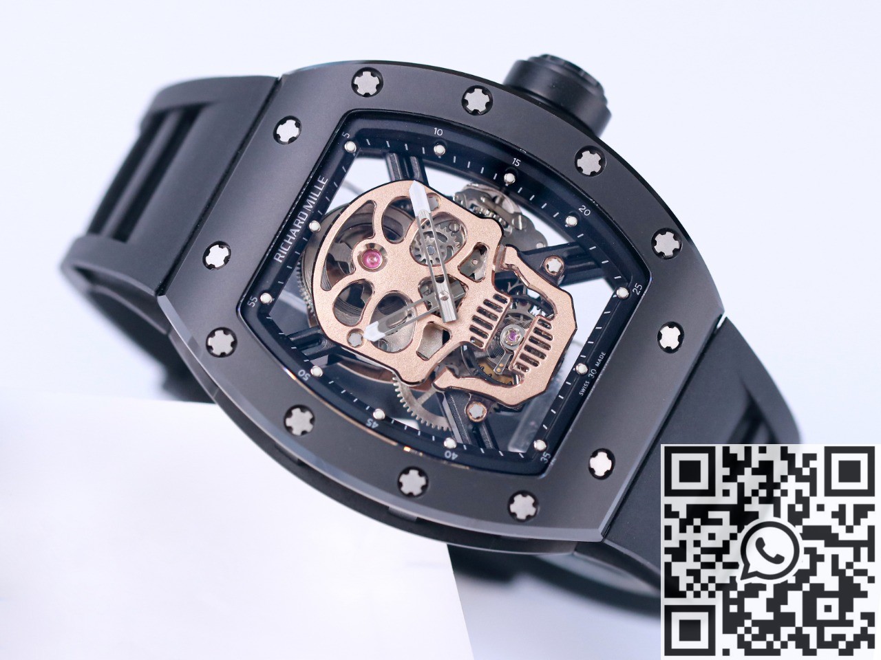 JB Factory Replica Richard Mille RM052 Rose Gold Skull Watch