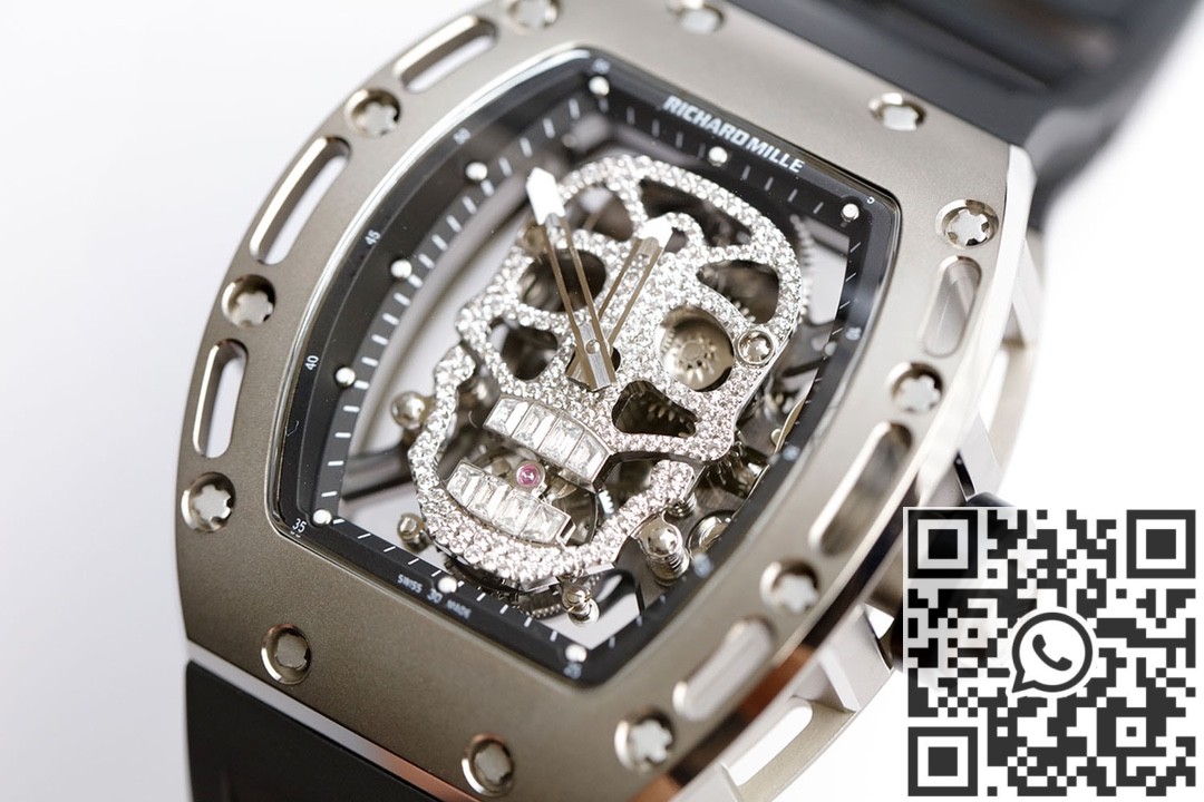 EUR Factory Replica Richard Mille RM052 Diamond Skull Watch