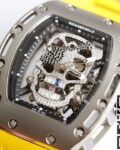 EUR Factory Replica Richard Mille RM052 Diamond Skull Yellow Rubber Strap