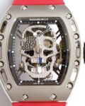 EUR Factory Replica Richard Mille RM052 Diamond Skull Red Rubber Strap Watch