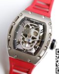 EUR Factory Replica Richard Mille RM052 Diamond Skull Red Rubber Strap Watch