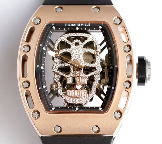 EUR Factory Fake Richard Mille RM052 Rose Gold Case With Diamond Dial Watches