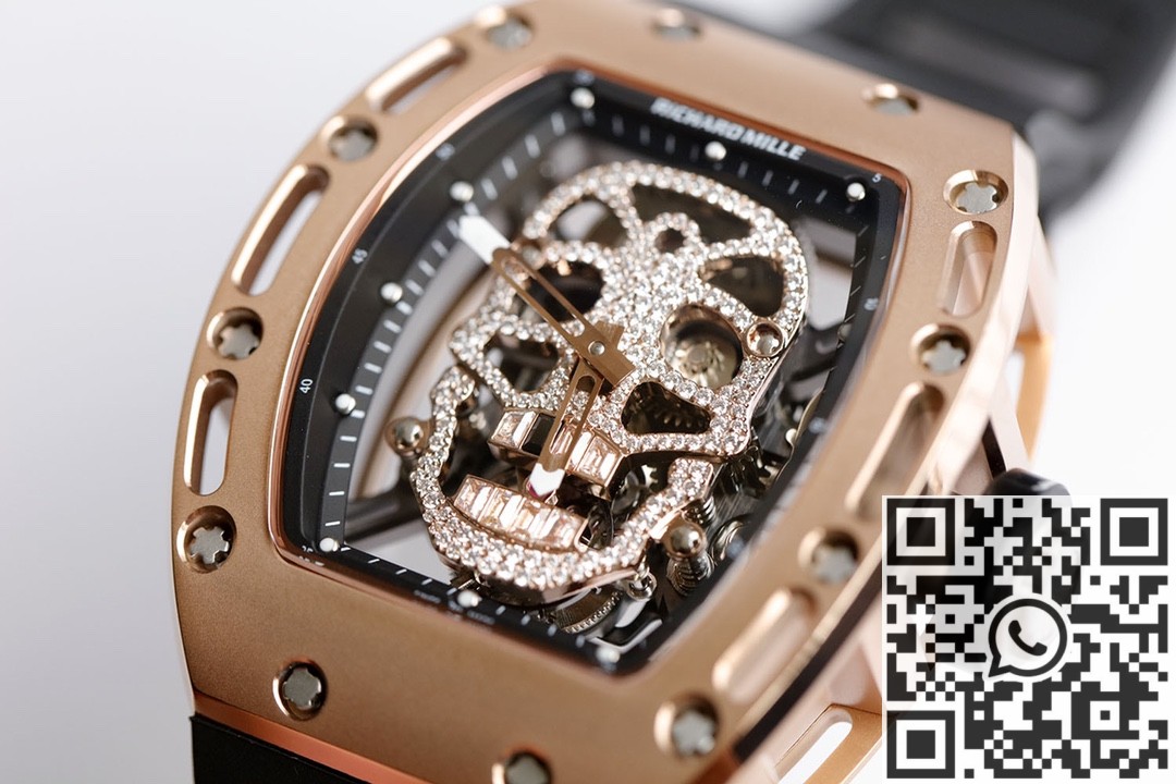 EUR Factory Fake Richard Mille RM052 Rose Gold Case With Diamond Dial Watches