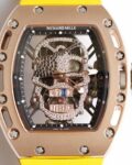 EUR Factory Fake Richard Mille RM052 Rose Gold Case Yellow Rubber Strap