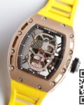 EUR Factory Fake Richard Mille RM052 Rose Gold Case Yellow Rubber Strap