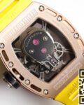 EUR Factory Fake Richard Mille RM052 Rose Gold Case Yellow Rubber Strap