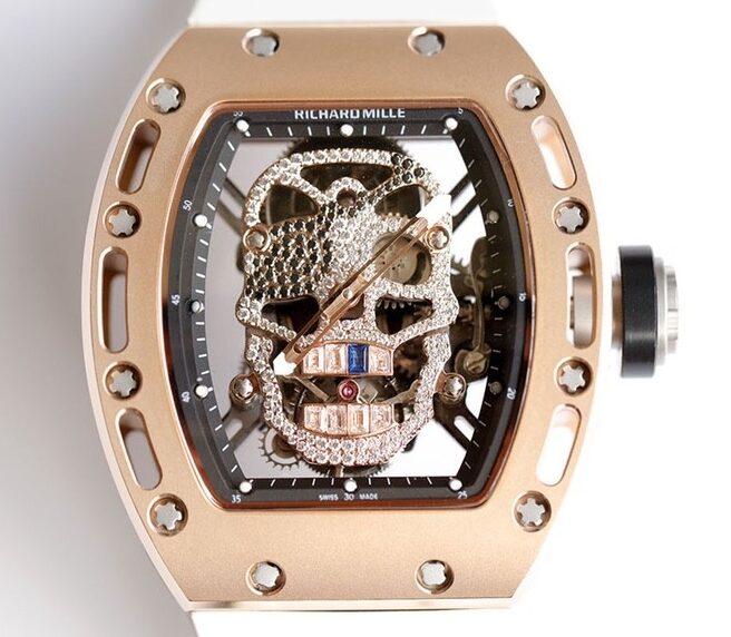 EUR Factory Replica Richard Mille RM052 Rose Gold Case White Rubber Strap