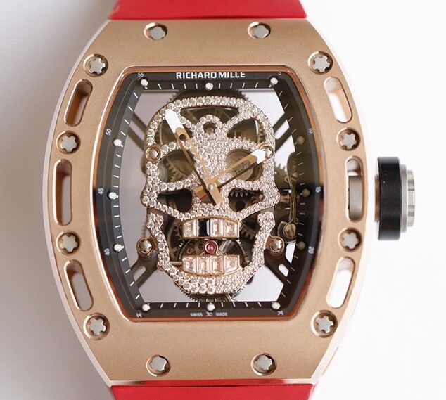 EUR Factory Replica Richard Mille RM052 Rose Gold Case Red Rubber Strap