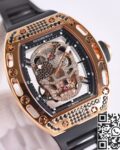 CH Fake Richard Mille RM52 Rose Gold Black Diamond Case