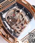 CH Fake Richard Mille RM52 Rose Gold Black Diamond Case