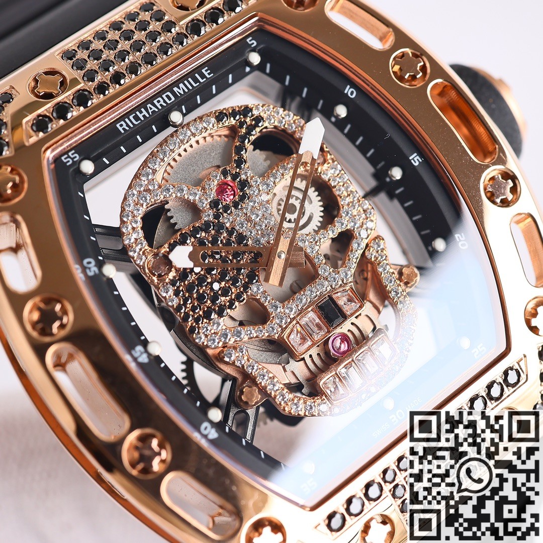 CH Fake Richard Mille RM52 Rose Gold Black Diamond Case