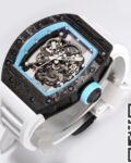 BBR Factory Fake Richard Mille RM055 Blue Dial White Rubber Strap Watch